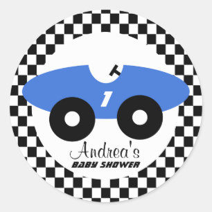 Sticker Rond Baby shower de voiture Blue Race