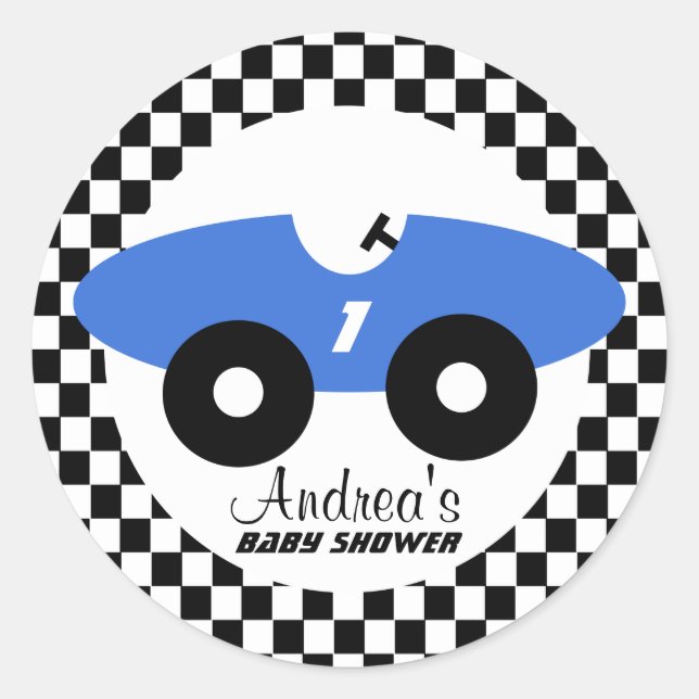 Sticker Rond Baby shower de voiture Blue Race (Devant)