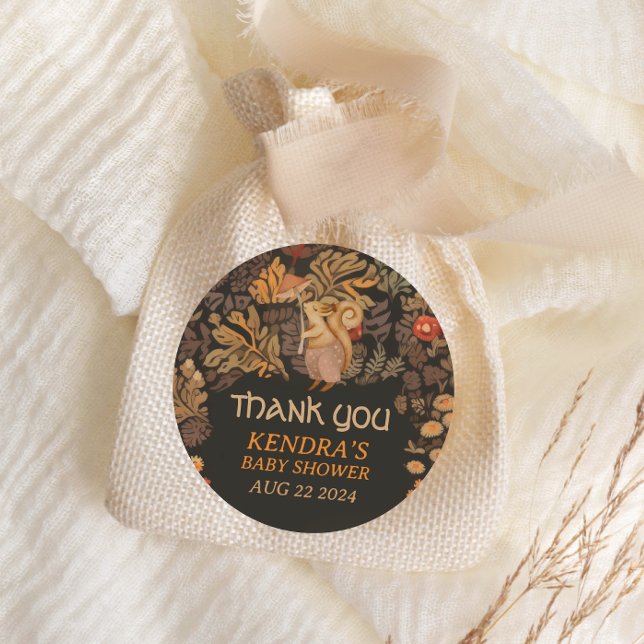 Sticker Rond Baby shower d'écureuil de champignon (Créateur téléchargé)