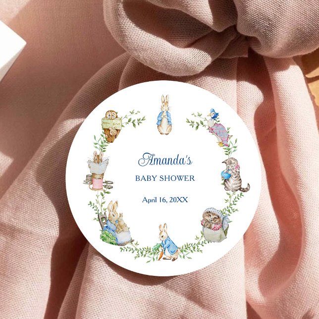 Sticker Rond Baby shower des amis Peter Rabbit (Créateur téléchargé)