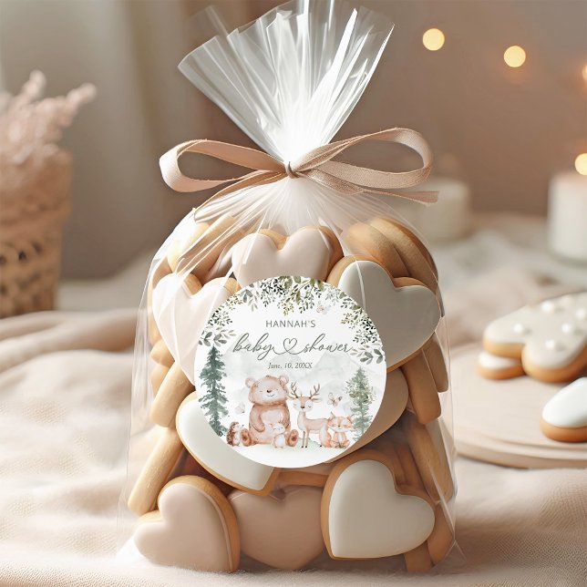 Sticker Rond Baby shower des animaux de bois Favoriser (Créateur téléchargé)