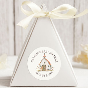 Sticker Rond Baby shower des animaux de petite ferme