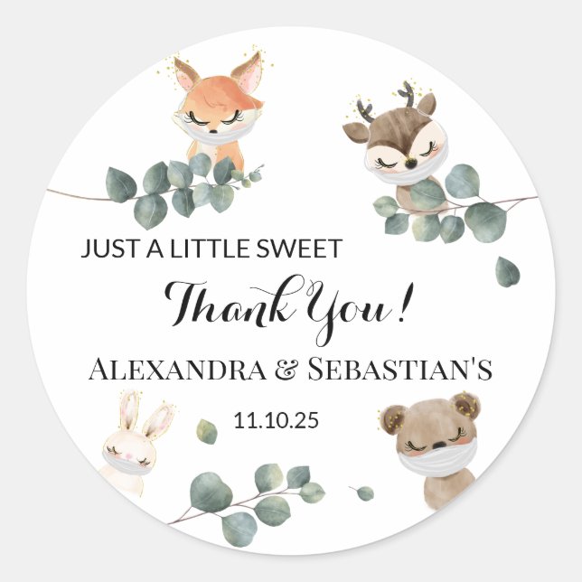Sticker Rond Baby shower des bois (Devant)