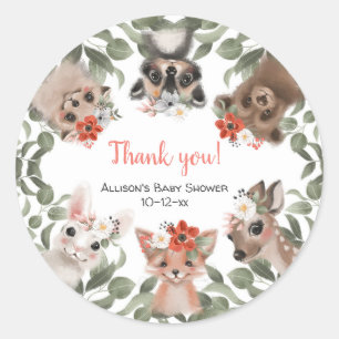 Sticker Rond Baby shower des filles de la forêt