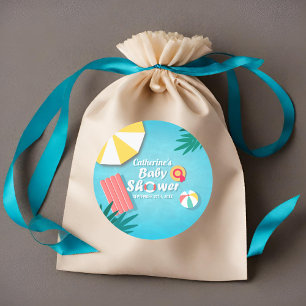 Sticker Rond Baby shower d'été de la Piscine tropicale