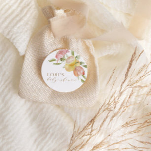 Sticker Rond Baby shower d'été moderne en limonade rose