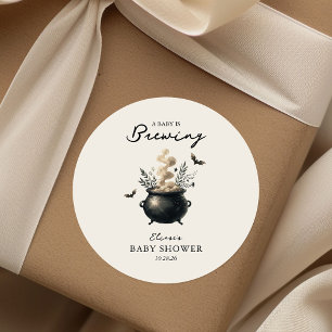 Sticker Rond Baby shower d'Halloween chic 'un bébé brasse'