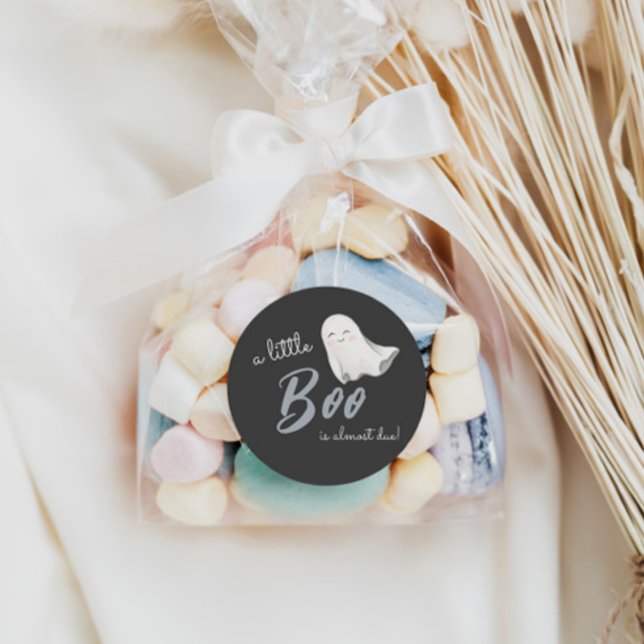 Sticker Rond Baby shower d'Halloween de Little Boo | (Créateur téléchargé)