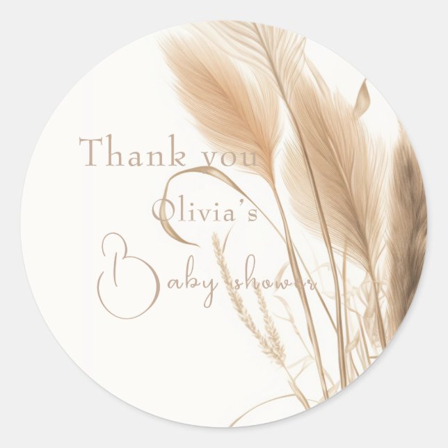 Sticker Rond baby shower d'herbe chicPampas (Devant)