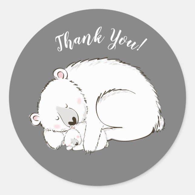 Sticker Rond Baby shower d'hiver de l'ours polaire (Devant)