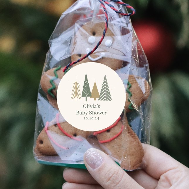 Sticker Rond Baby shower d'hiver vert (Créateur téléchargé)