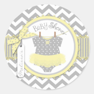 Sticker Rond Baby shower d'impression de Chevron de tutu de