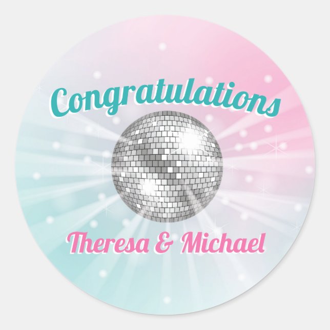 Sticker Rond Baby shower Disco Ball Super (Devant)