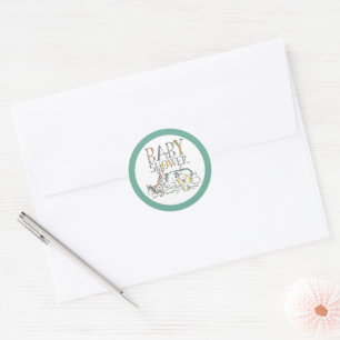 Sticker Rond Baby shower Doodle Safari