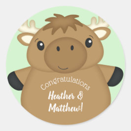 Sticker Rond Baby shower d'orignal