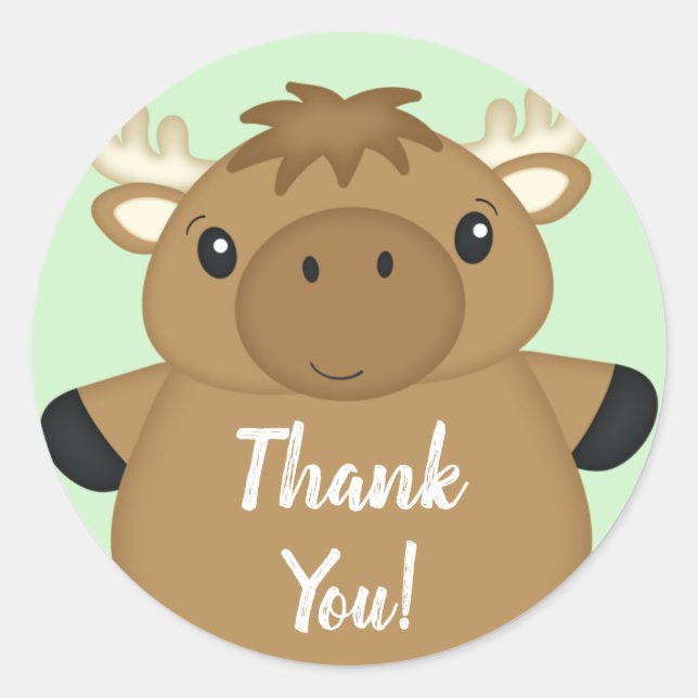Sticker Rond Baby shower d'orignal vert (Devant)