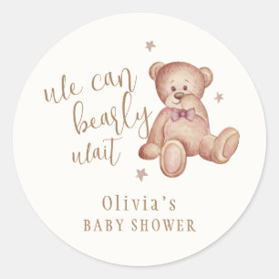 Sticker Rond Baby shower d'ours en peluche simple