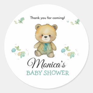 Sticker Rond Baby shower d'ours mou simple
