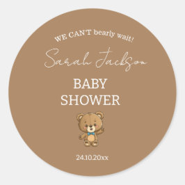 Sticker Rond Baby shower d'ours Neutre Neutre