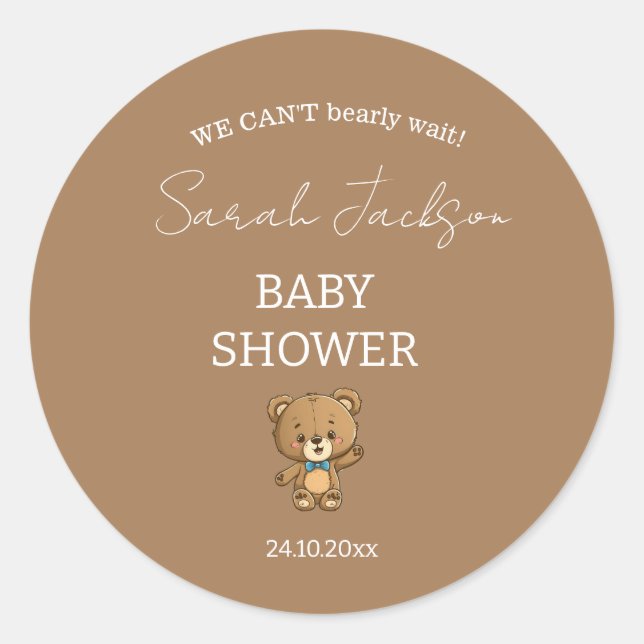 Sticker Rond Baby shower d'ours Neutre Neutre (Devant)