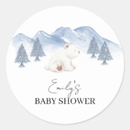 Sticker Rond Baby shower d'ours polaire hivernal neutre selon l