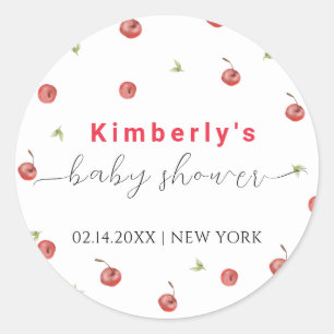 Sticker Rond Baby shower doux cerise d'aquarelle de printemps
