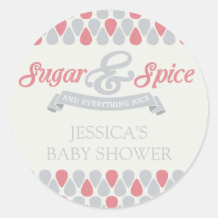 Sticker Rond Baby shower DOUX de sucre et d'épice