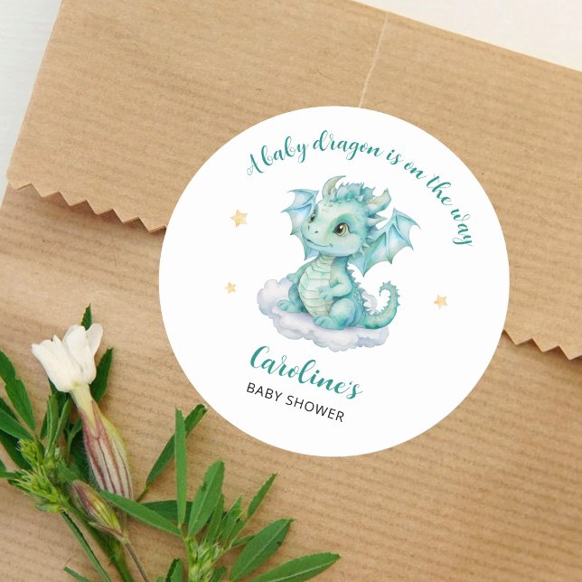 Sticker Rond Baby shower Dragon mou (Créateur téléchargé)