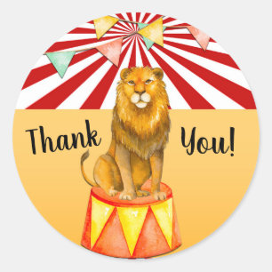 Sticker Rond Baby shower du Carnaval de cirque Lion