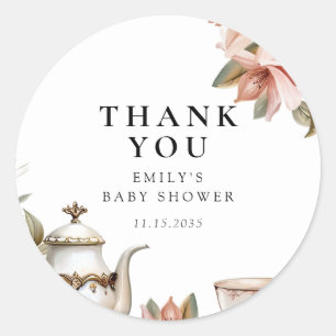 Sticker Rond Baby Shower Élégant Thé à la Menthe