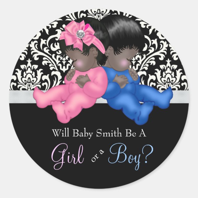 Sticker Rond Baby shower ethnique de révélation de genre (Devant)