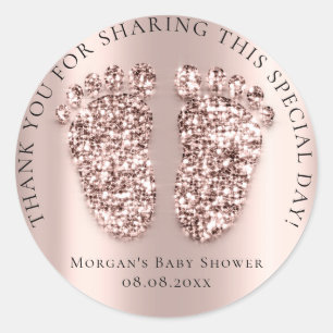 Sticker Rond Baby shower Faveur Merci Parties scintillant fille