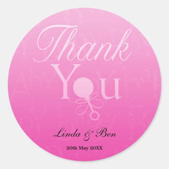 Sticker Rond Baby shower Favor(fille) (Devant)