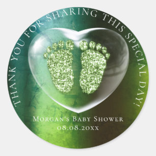 Sticker Rond Baby shower Favoriser Merci Parties scintillant Co