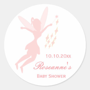 Sticker Rond Baby shower féerique rose