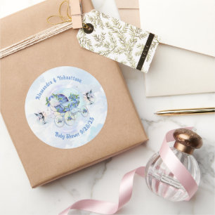 Sticker Rond Baby Shower Fête Champêtre Gnome Myrtille