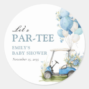 Sticker Rond Baby Shower Fête Par-tee Garçon Golf
