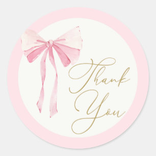 Sticker Rond Baby shower fille avec arc