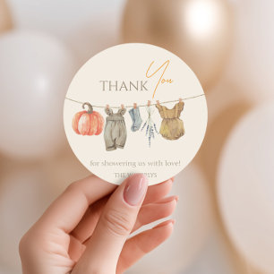 Sticker Rond Baby shower fille de Citrouille d'automne
