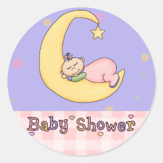 Sticker Rond Baby shower-Fille : Enveloppe d'invitation