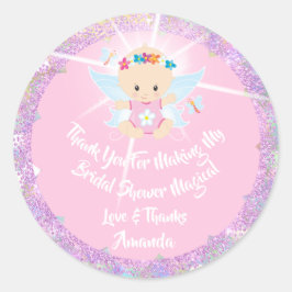 Sticker Rond Baby shower fille Parties scintillant rose Princes