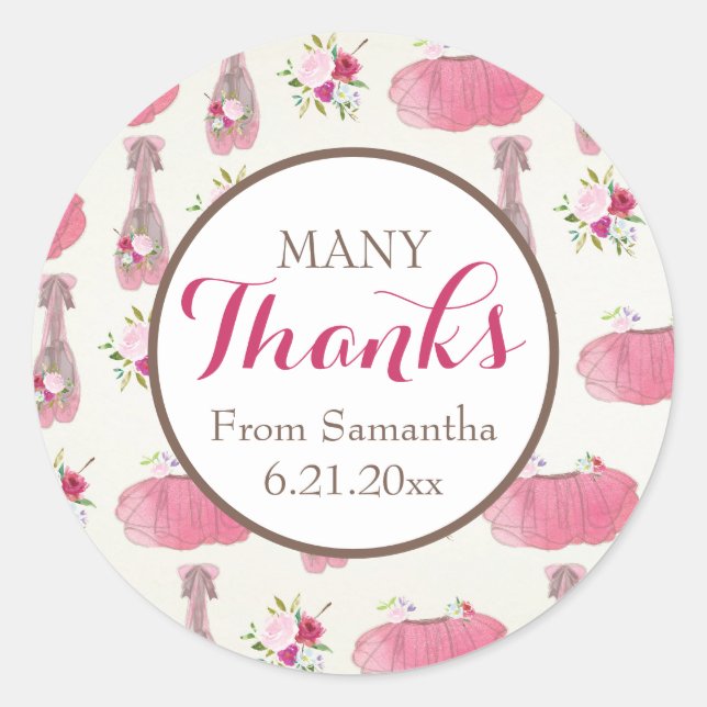 Sticker Rond Baby shower fille rose Tutu (Devant)