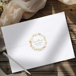 Sticker Rond Baby Shower Fleur Bohème