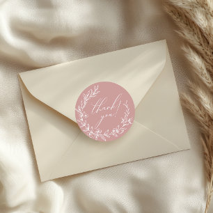 Sticker Rond Baby-Shower Fleur Rose Vintage Intemporel