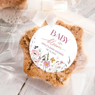 Sticker Rond Baby shower Fleur sauvage Boho