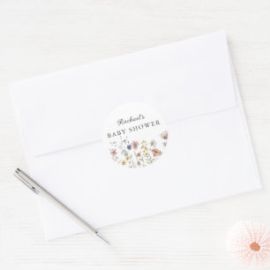 Sticker Rond Baby shower Fleur sauvage Boho Fresh