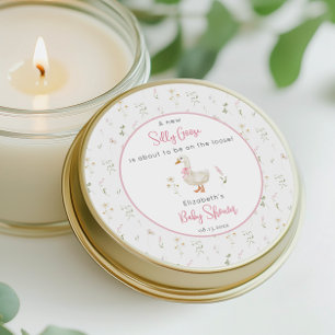 Sticker Rond Baby shower Fleur sauvage de poule rose sot