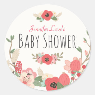Sticker Rond Baby shower fleuri du jardin