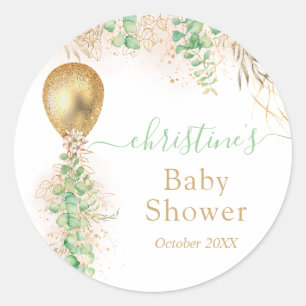 Sticker Rond Baby shower Floral à bulle d'or