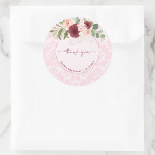 Sticker Rond Baby shower Floral Aquarelle Personnalisé